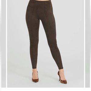NWT Spanx brown Faux Suede Leggings in Chocolate Brown
